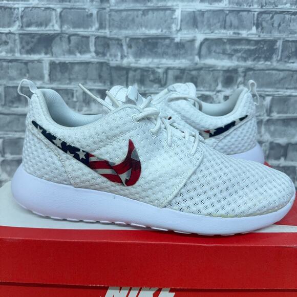 Nike Roshe One BR White American Flag Custom 724850-100 Mens Size 7.5 New - Picture 2 of 9